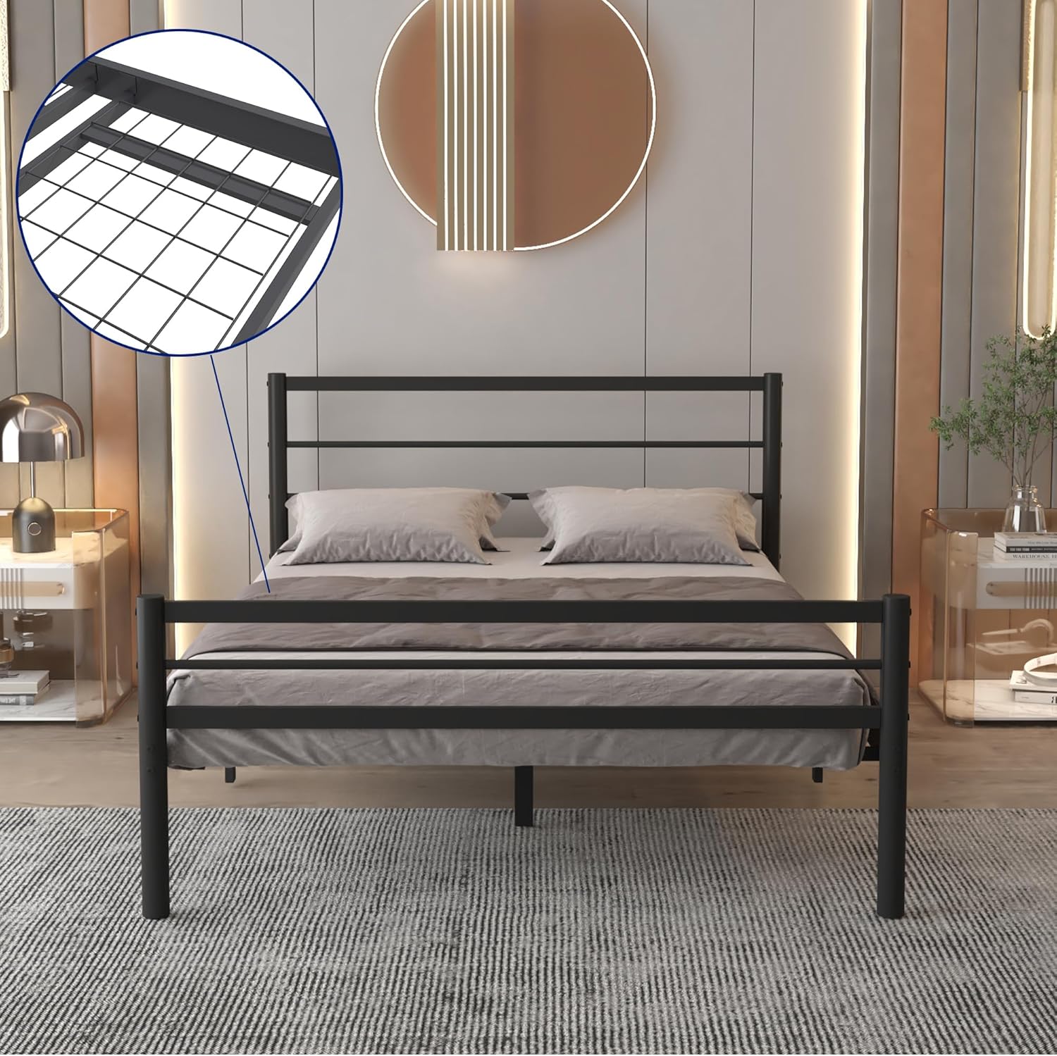 Chester 4ft6 Black Heavy Duty Mesh Base Bed Frame