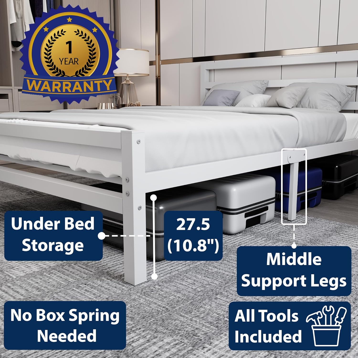 Buhara 3ft Single White heavy duty mesh base bed frame Top View