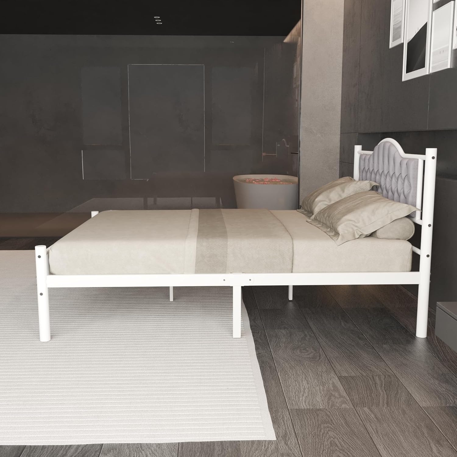 Milan 4ft6 Double White Grey Bed Feature