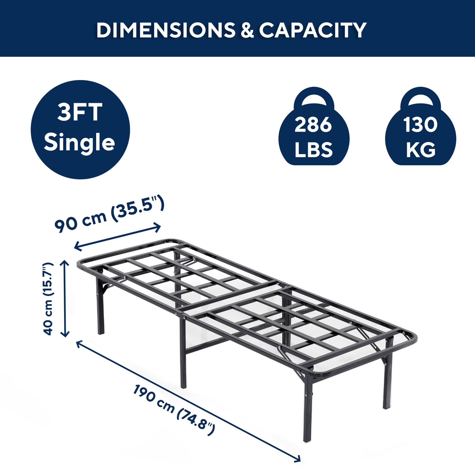 Smartbase 3ft Folding Metal Platform Bed Frame Avensis Furniture